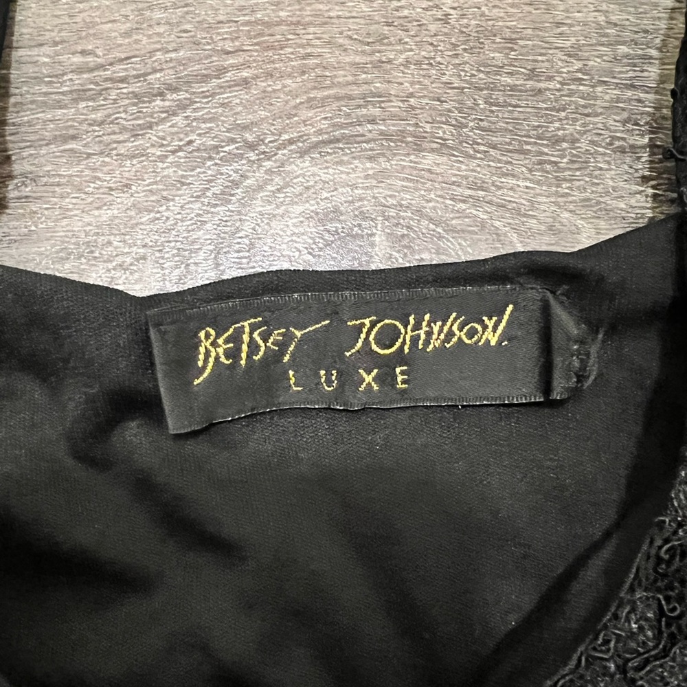 π«SOLDπ« Vintage Betsey Johnson Luxe Black Lace Dress 90s Rare - Picture 3 of 4
